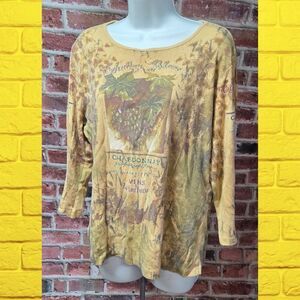 Women's KATINA MARIE Vinyard Burnout Long Sleeves Top XL
